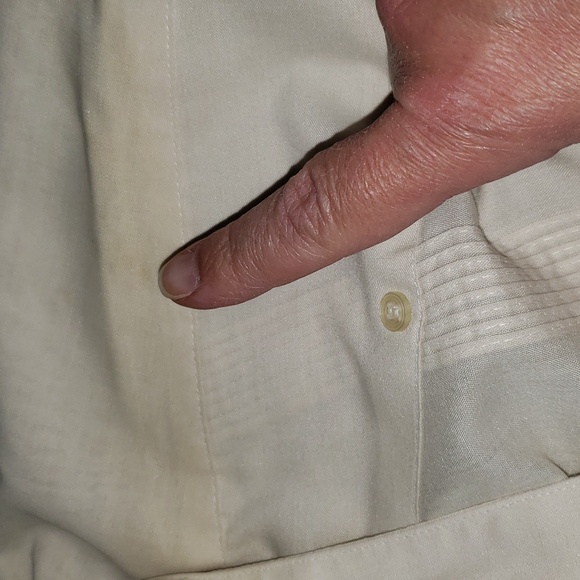 RARE VTG Ted Lapidus Paris Ivory Guayabera Pocket Shirt Mens XL Cuban Summer - Picture 6 of 10